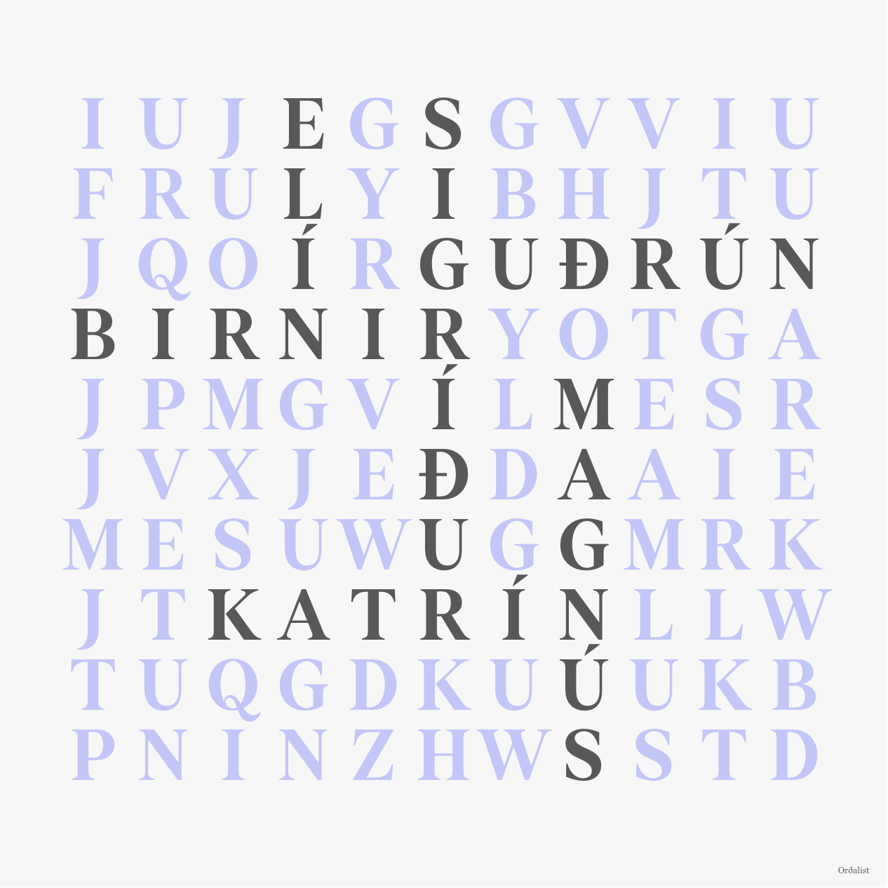 Orðarugl blátt og svart 2