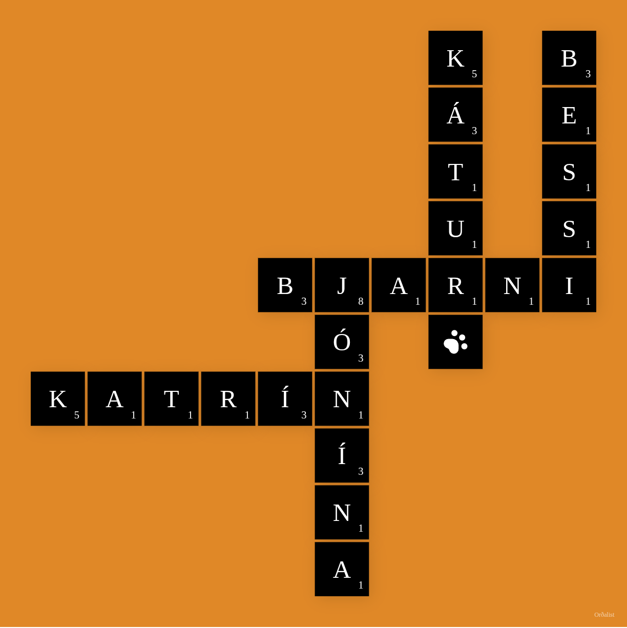 Appelsínugulur og svartur